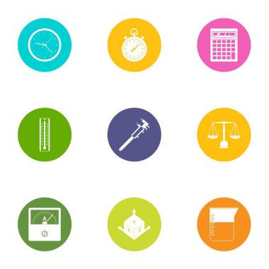 Geometri Icons set, düz stil