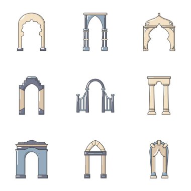 Kemer yapı Icons set, karikatür tarzı