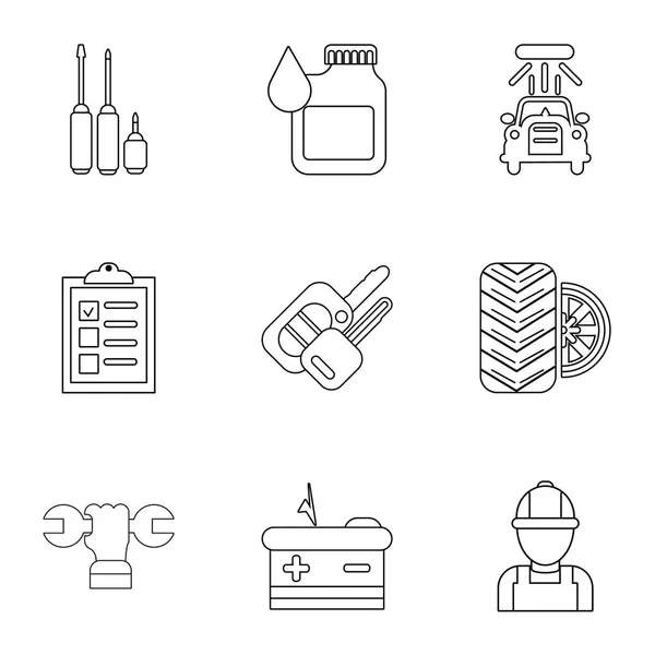 Conjunto de ícones de loja de reparação automática, estilo esboço — Vetor de Stock