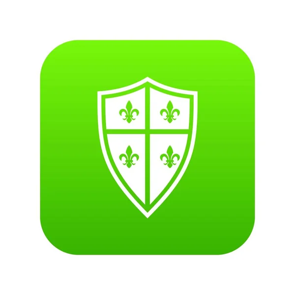 Ícone de escudo real verde digital —  Vetores de Stock