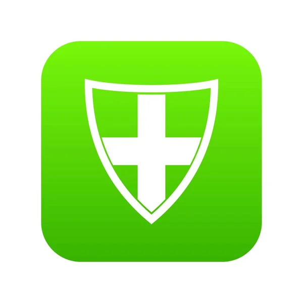 Escudo para icono de protección digital verde — Vector de stock