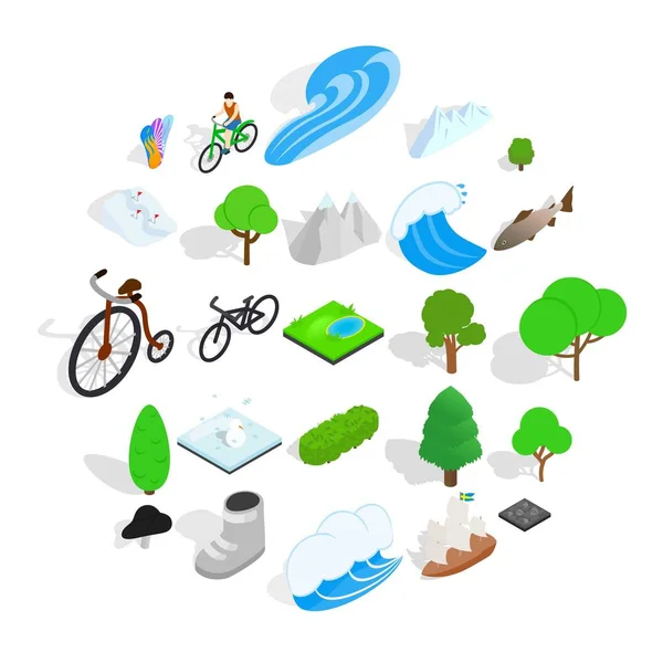 Nature icons set, isometric style