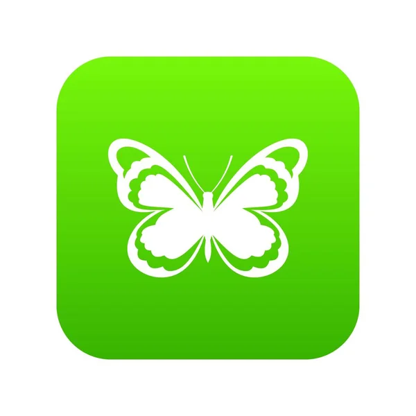 Piccola farfalla icona digitale verde — Vettoriale Stock