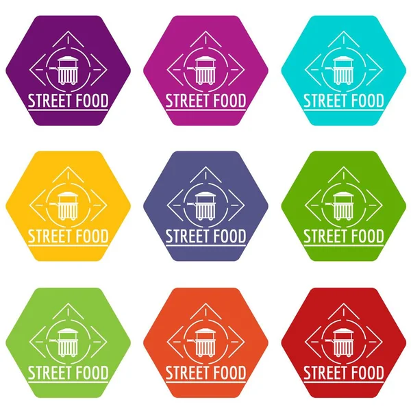 Streetfood-Symbole setzen 9 Vektor — Stockvektor