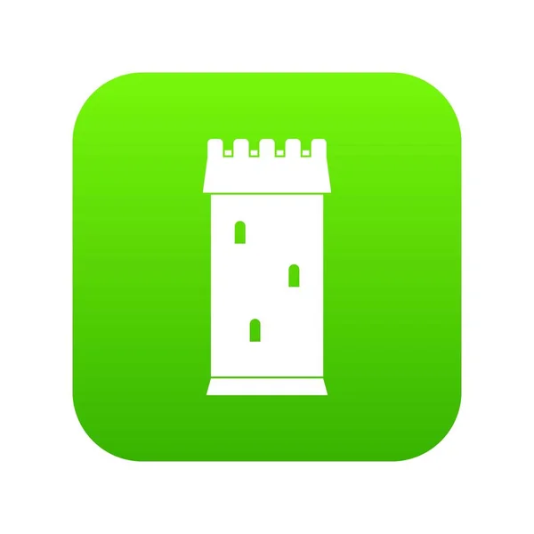 Fortress tower icon digital green — Stock Vector