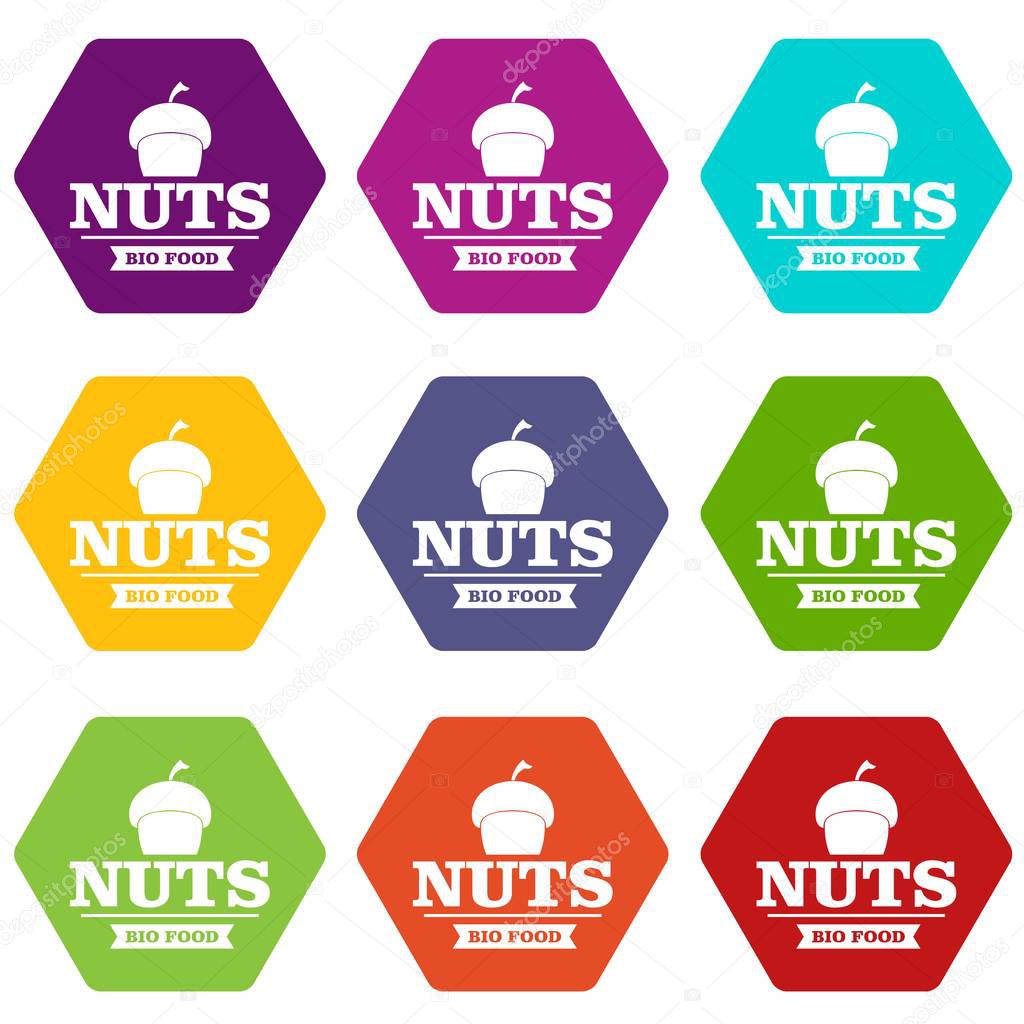 Bio food icons 9 set coloful isolated on white for web