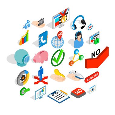 Kariyer Icons set, izometrik stili