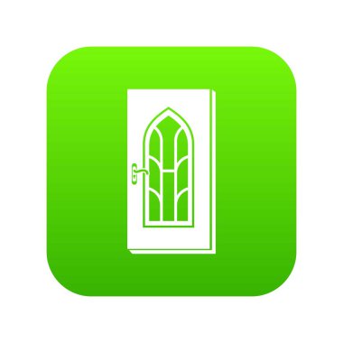 Kemerli cam kapı yeşil simge vektör