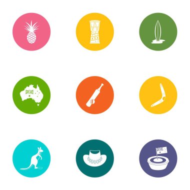 Kolonizasyonu Icons set, düz stil