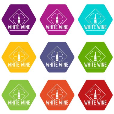 9 vektör şarap Icons set