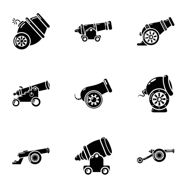 Conjunto de iconos de instalación de artillería, estilo simple — Vector de stock