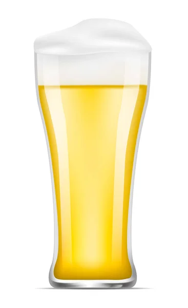 Glas bier pictogram, realistische stijl — Stockvector