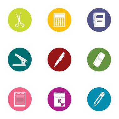 Okul müfredat simgeler ayarla, stil düz