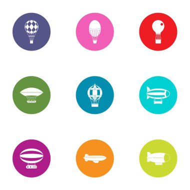 Hava ikmal Icons set, düz stil