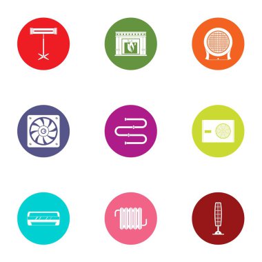 Icons set, düz stil soğutmak