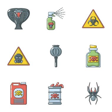 Toksin Icons set, karikatür tarzı