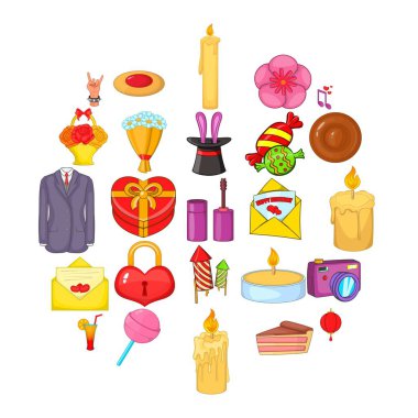 Icons set, karikatür tarzı Revels sahiptir