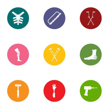 Orgazm Icons set, düz stil düzeltmek