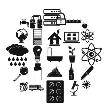 Kimyasal element Icons set, basit tarzı