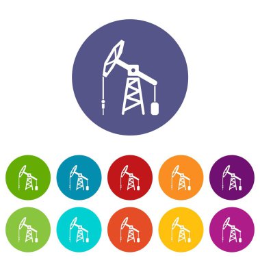 Petrol sondaj platformu simgeler vektör renk ayarla