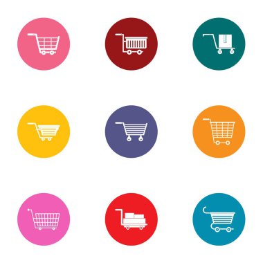 Arabasını Icons set, düz stil