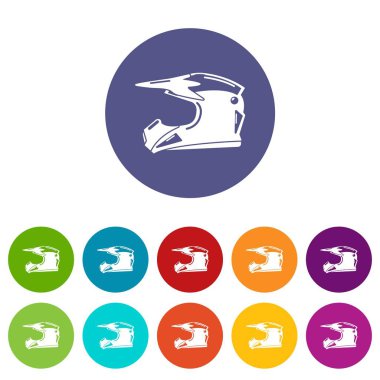 Motosiklet kask simgeler kümesi vektör renk