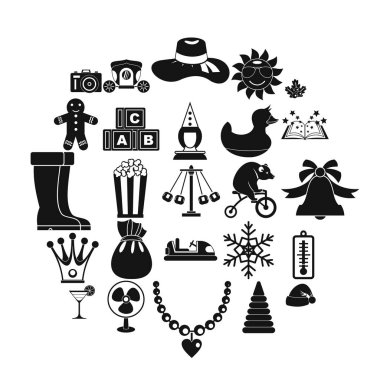 Çocuklar Icons set, basit tarzı