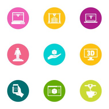 3D Icons set, düz stil