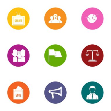Icons set, düz stil iddia