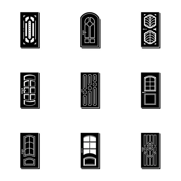 Conjunto de iconos de puerta, estilo simple — Vector de stock