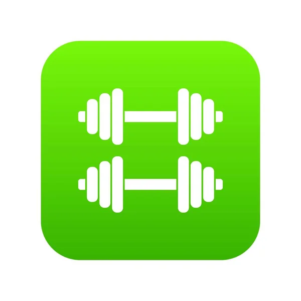 Two dumbbells icon digital green — Stock Vector