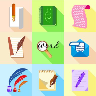 Letter icons set, cartoon style clipart