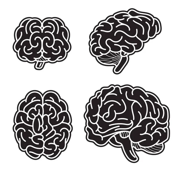 Cerebro mente icono conjunto, estilo simple — Vector de stock