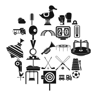 Çocuk oyun Icons set, basit tarzı