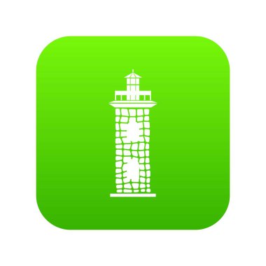 Taş deniz feneri yeşil simge vektör