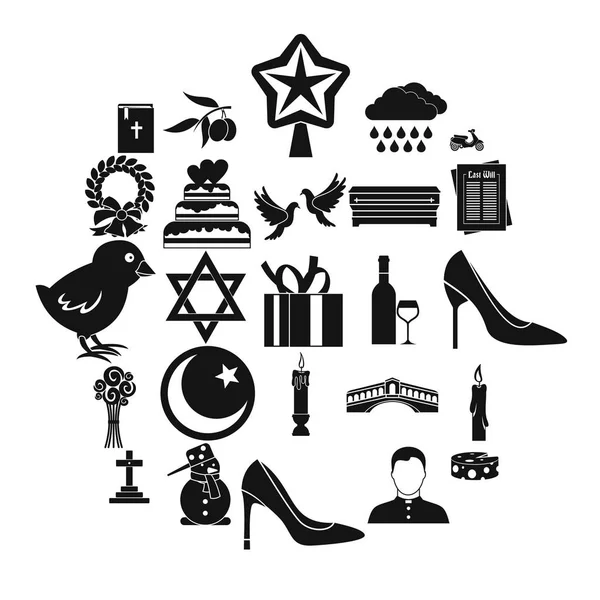 Conjunto de ícones de serviço divino, estilo simples —  Vetores de Stock
