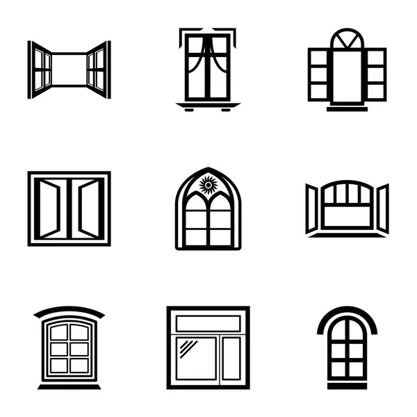 Fönster stomme ikoner set, enkel stil — Stock vektor