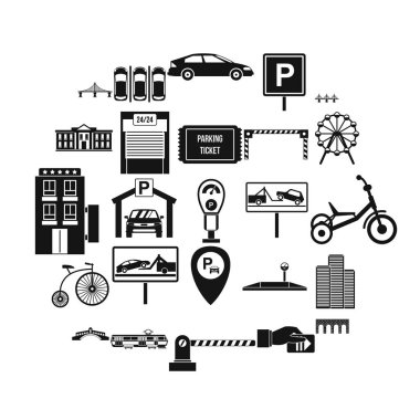 Park alanı Icons set, basit tarzı