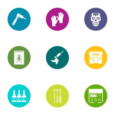 Dövme vücut Icons set, düz stil