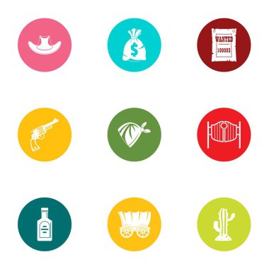 Vahşi banka Icons set, düz stil