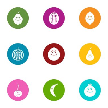 Vejetaryen dostu Icons set, düz stil