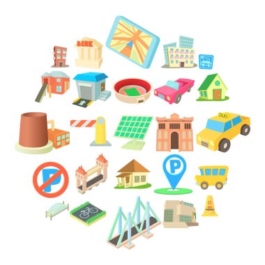 Belediye Icons set, karikatür tarzı