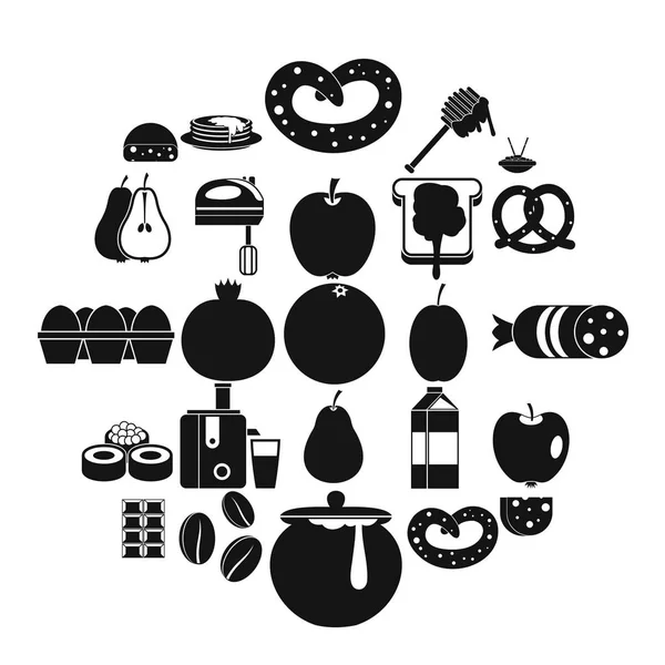 Conjunto de iconos de nutrición, estilo simple — Vector de stock