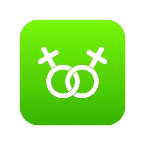 Lesbienne signe d'amour icône numérique vert — Image vectorielle