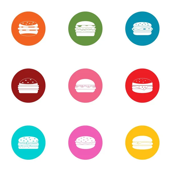 Beefburger Ikonen Gesetzt Flaches Set Von Beefburger Vektor Icons Für — Stockvektor
