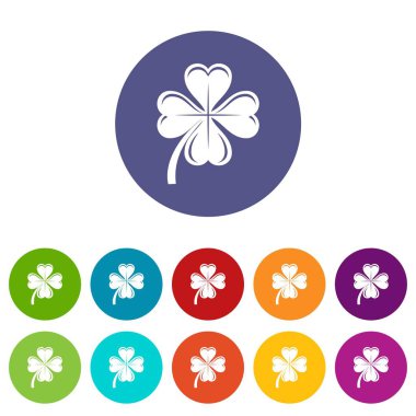 Dört yaprak yonca simge vektör renk ayarla