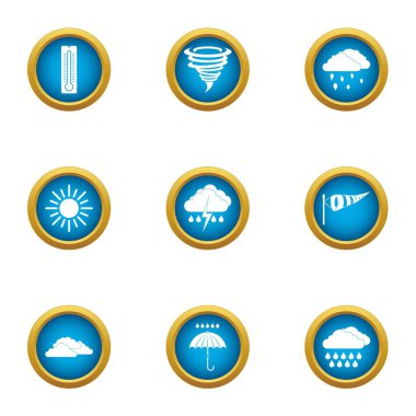 Atmosferik durum Icons set, düz stil