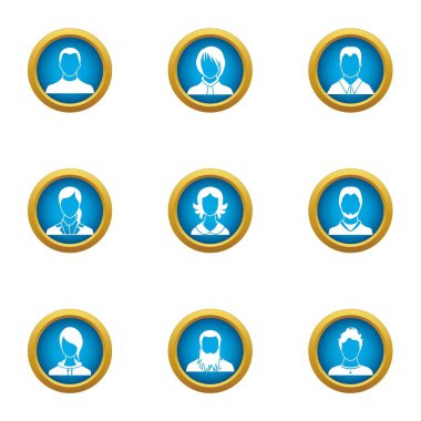 Önden görünüm Icons set, düz stil