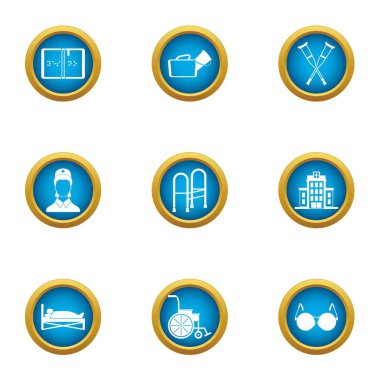 Hemşirelik Icons set, düz stil