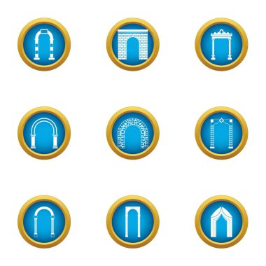 Koridor Icons set, düz stil